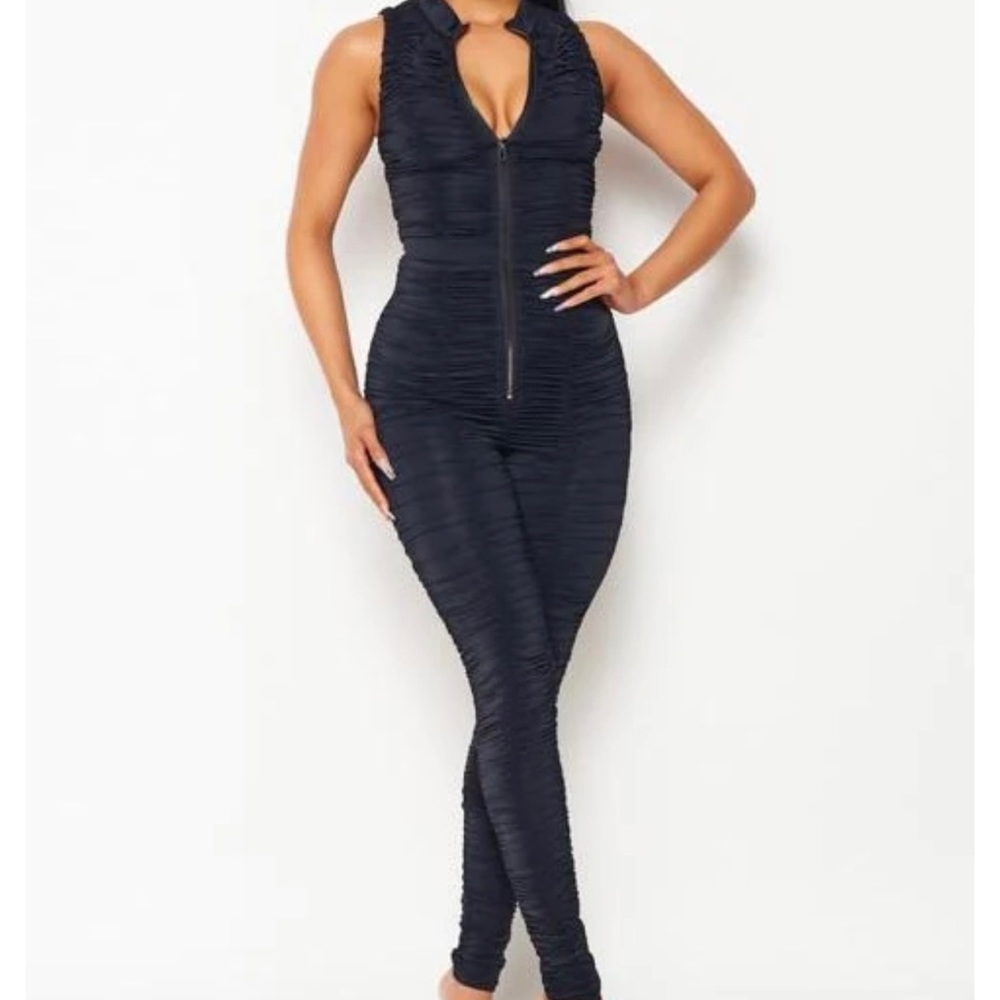 Black Ruched Jumpsuit